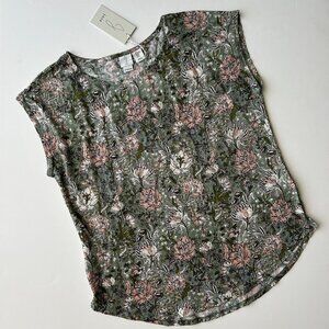 Joie NWT Olive Green Floral Linen Shirt